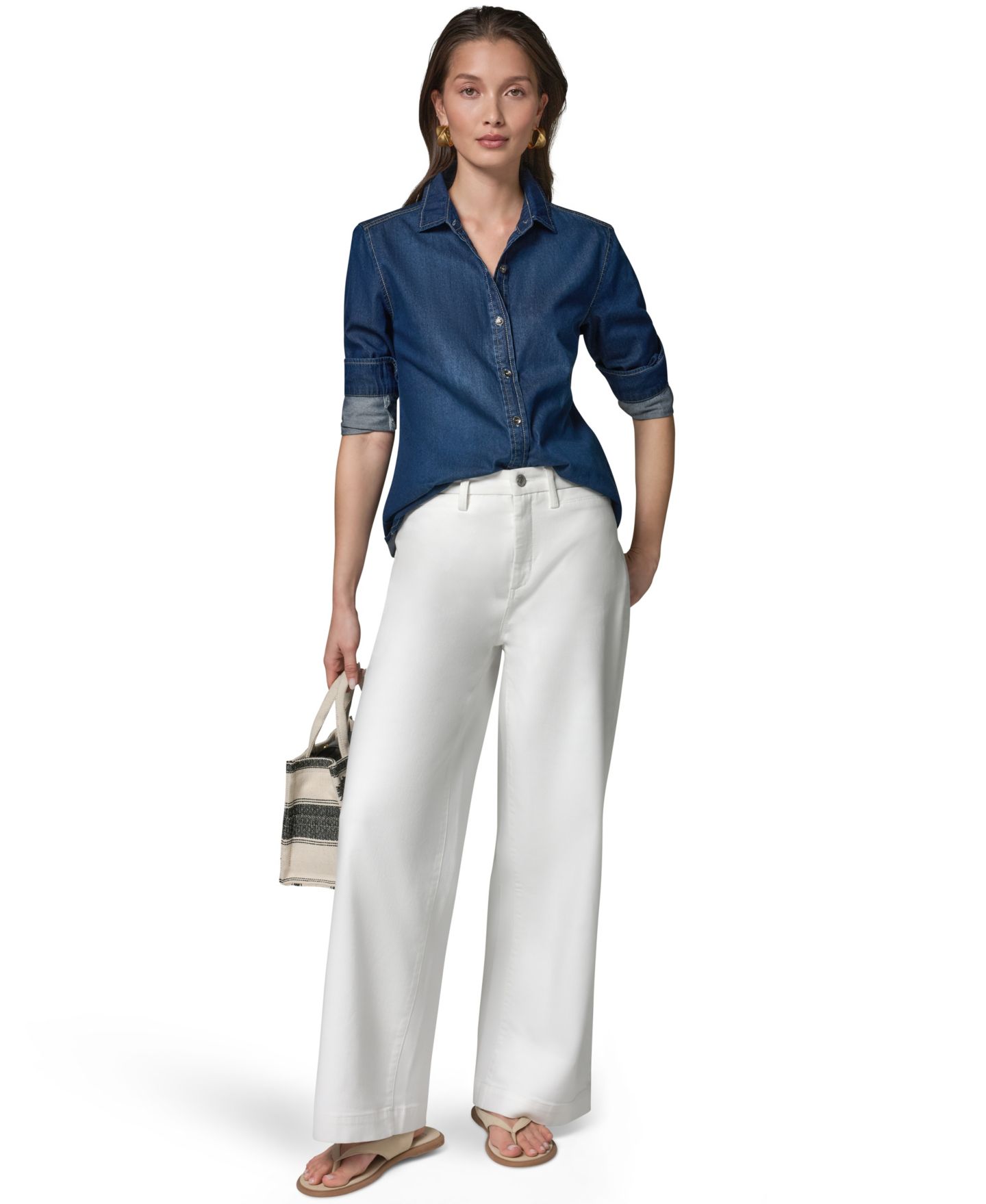 Женская рубашка Donna Karan Weekend Luxe Denim Button Down Denim Shirt, цвет: The Taylor — фото 7