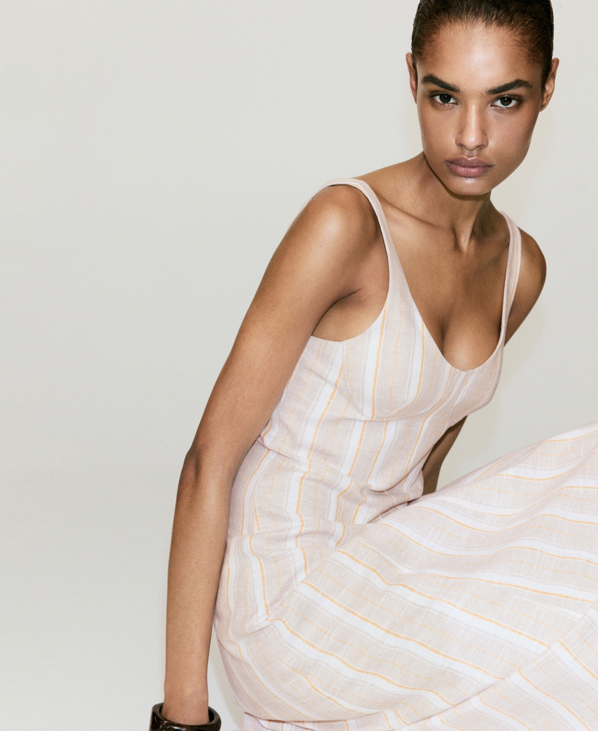 Mango Women's Striped Linen Dress