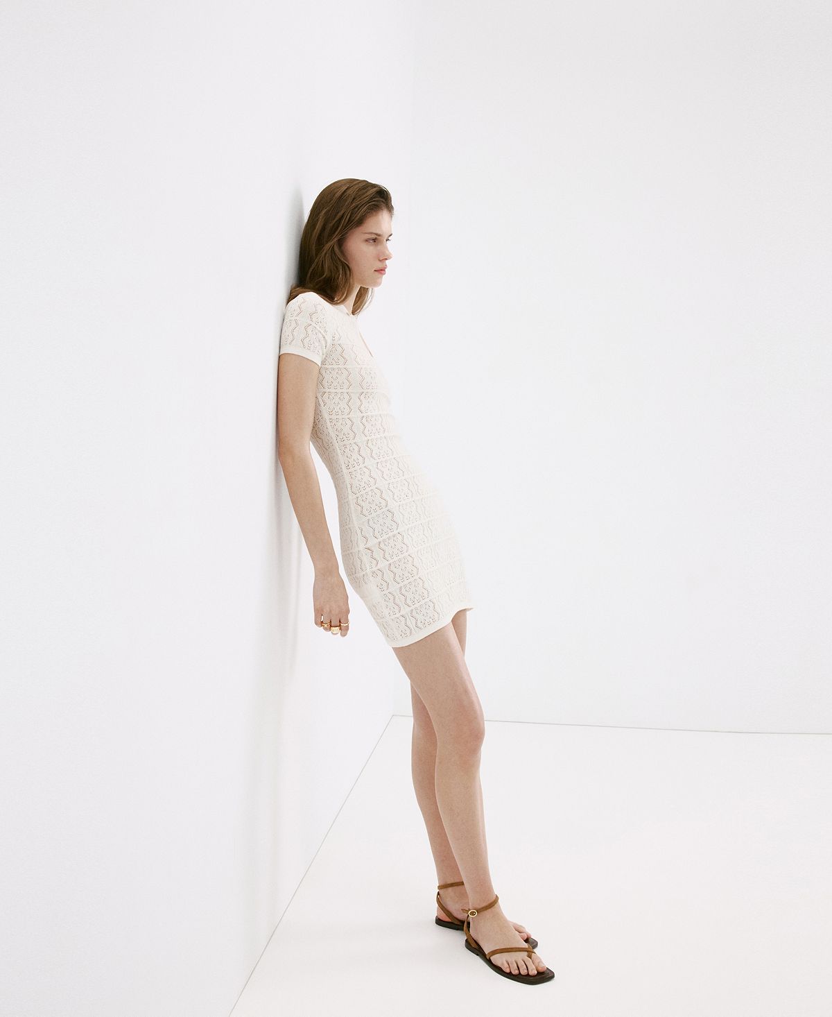 Mango Women's Short Open-Knit Dress view 7 — MAYCSS fashion products