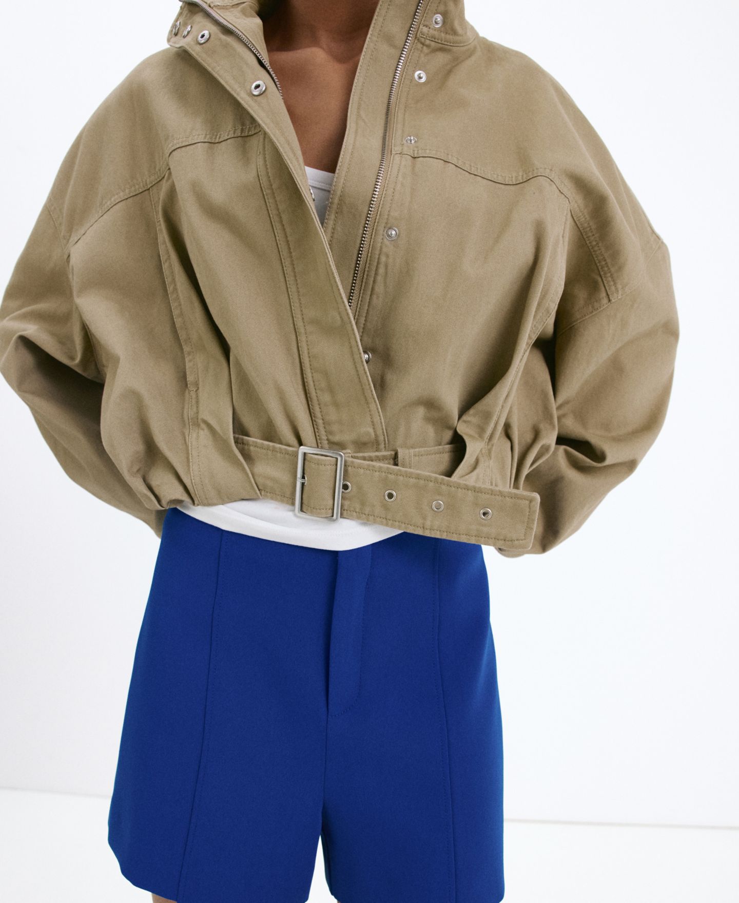Женские шорты Mango Fitted Solid, цвет: Синий — фото 4