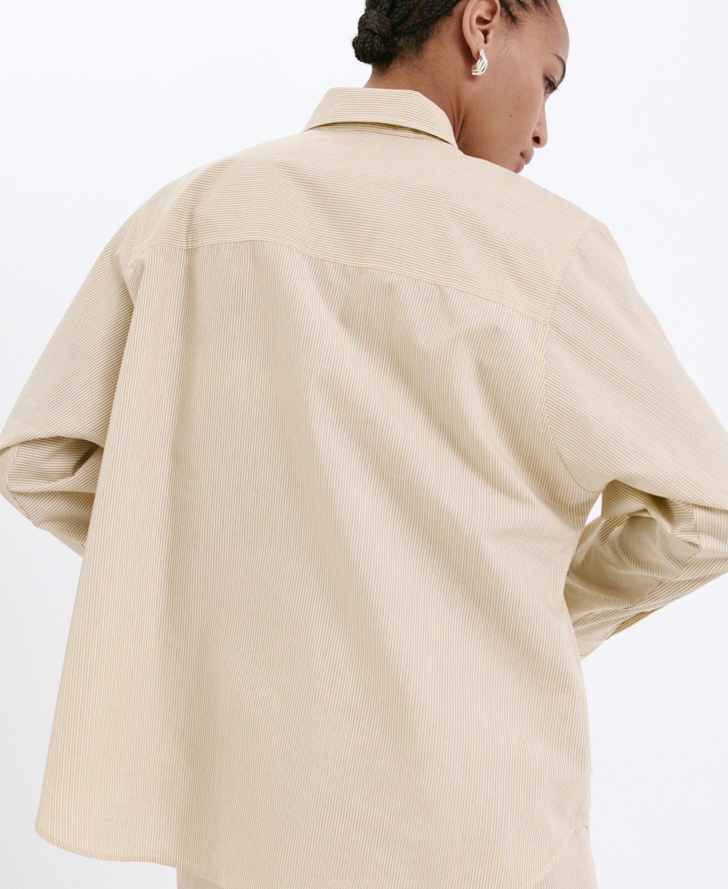 Женская рубашка Mango Striped Poplin, цвет: Пастельный жёлтый — фото 3