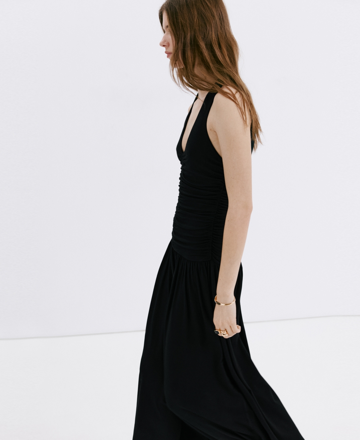 Mango Women's Shirred Long Dress