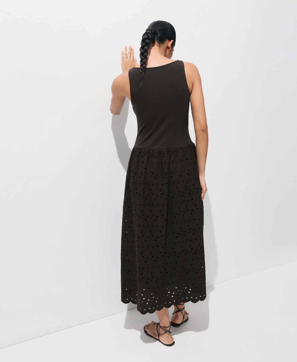 Mango Women's Lace Accents Embroidered Combined Dress