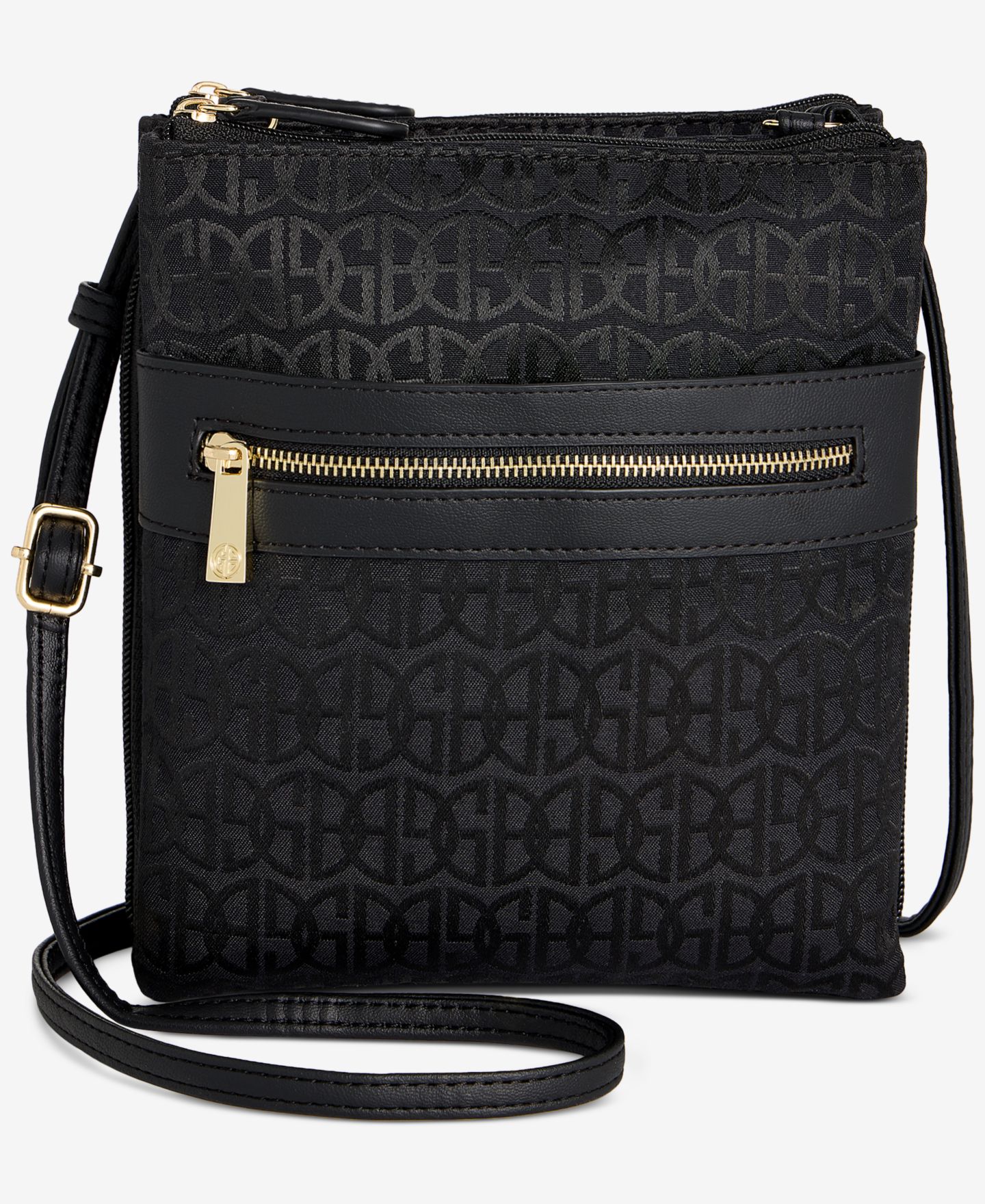 Женская сумка Giani Bernini Triple-Zip Jacquard Dasher Crossbody, цвет: Чёрный — фото 1