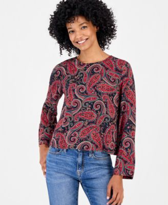 Women's Paisley Roll-Cuff Blouse