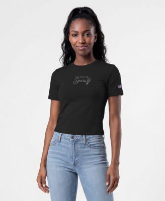 Women's Black San Antonio Spurs Soft Touch Fitted T-Shirt