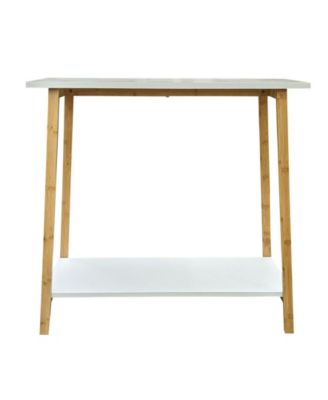 28" Bamboo Wood Rectangle 2-Tier Console Table