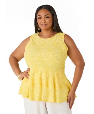 Women's Floral Embroidered Peplum Top