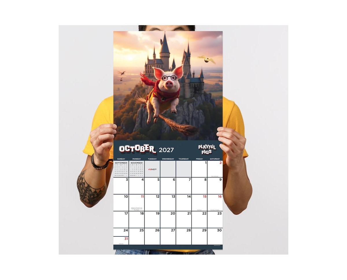 Tf Publishing Paper Goods 2027 Playful Pigs Wall Calendar