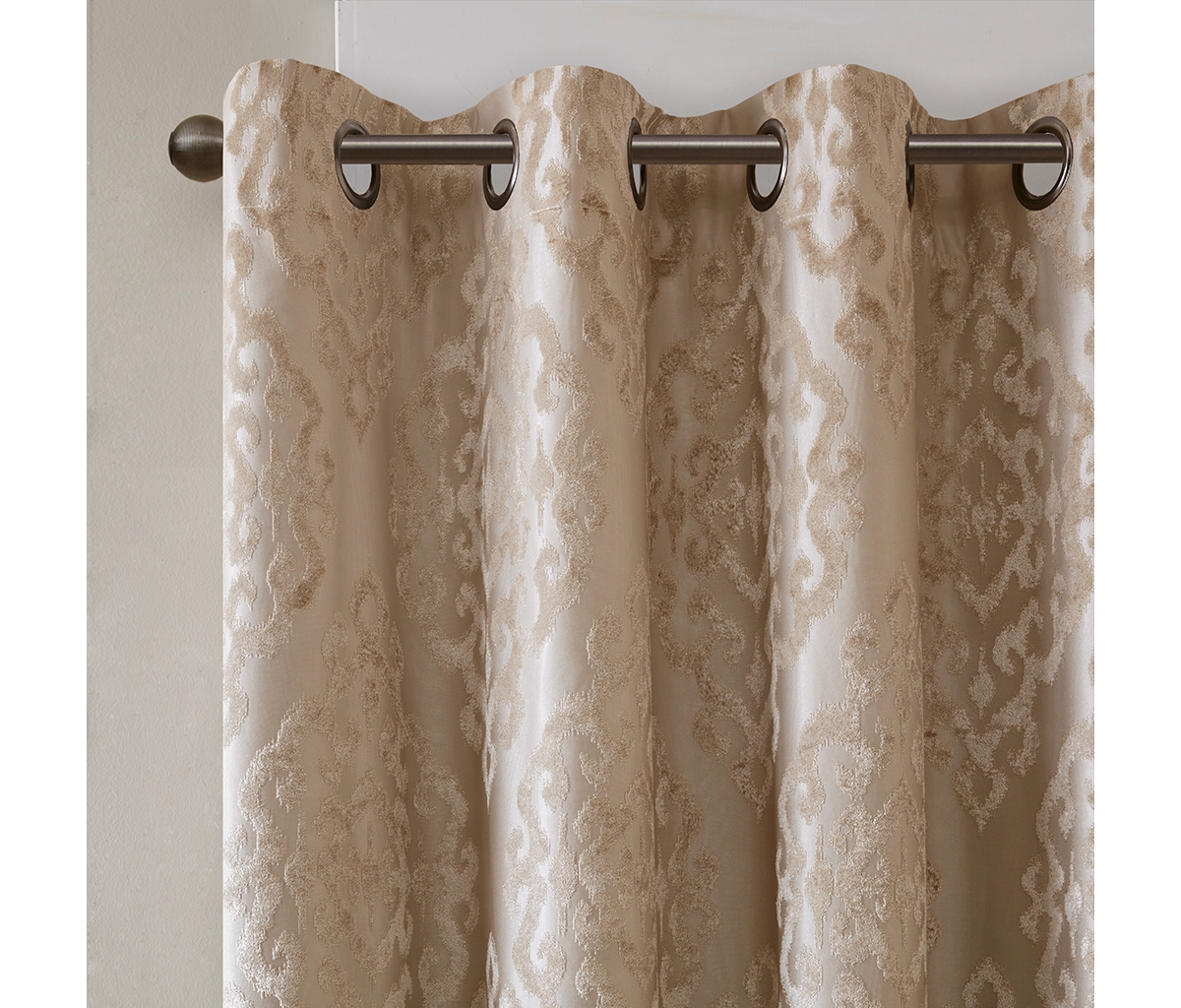 Avobird Knitted Jacquard Damask Total Blackout Grommet Top Curtain Panel