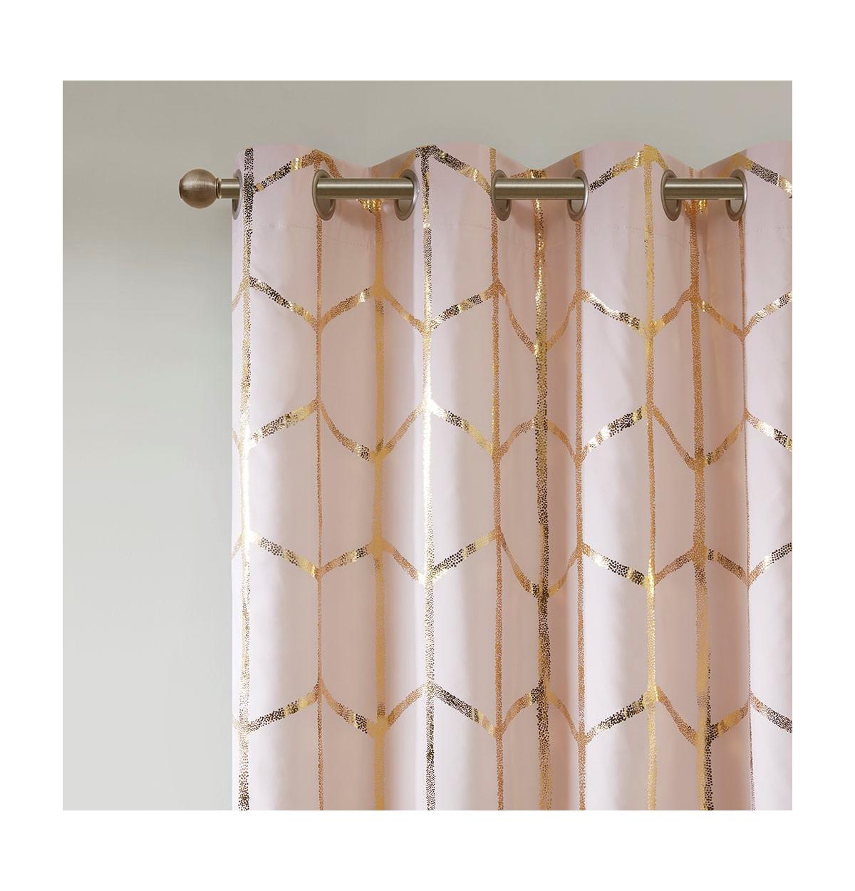 Avobird Total Blackout Metallic Print Grommet Top Curtain Panel