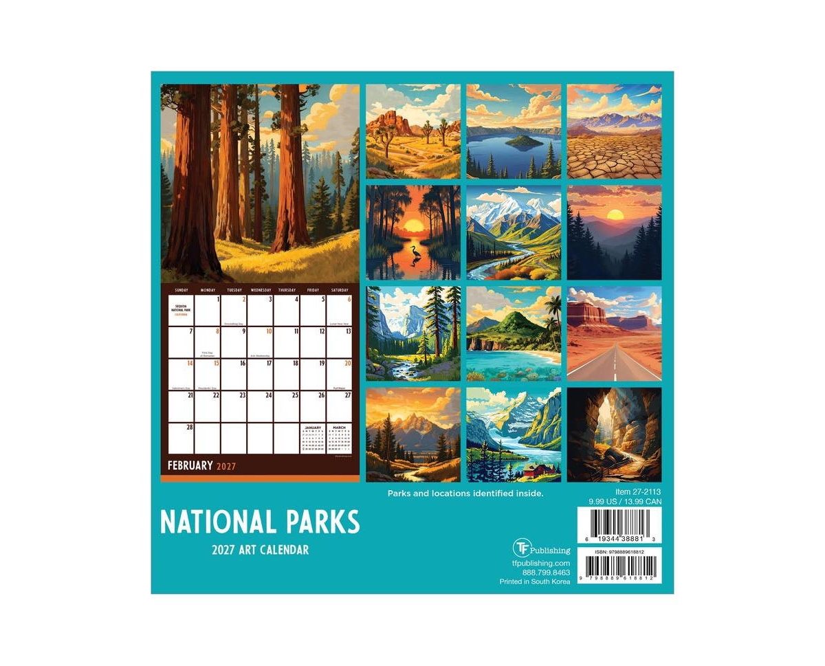 Tf Publishing Paper Goods 2027 National Parks-Art Mini Calendar