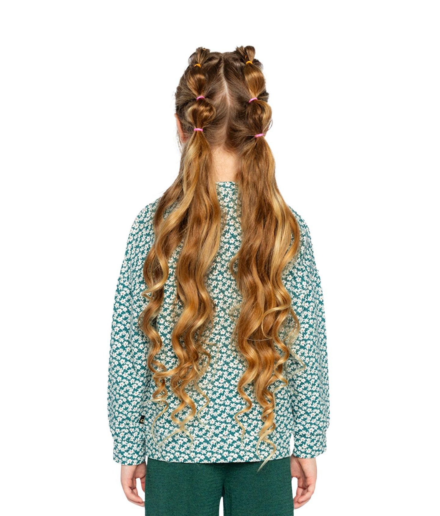 Футболка Deux par Deux Printed Jersey Long Sleeve для девочек-малышей, цвет: Зелёный с принтом — фото 4