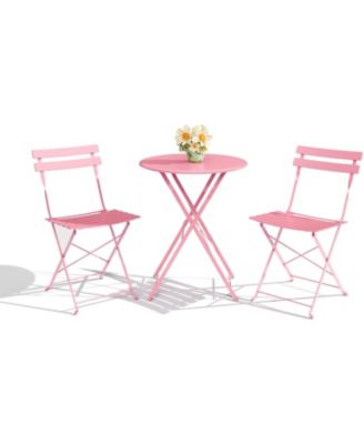 3 Piece Folding Bistro Set with Foldable Patio Furniture, Premium Frame Outdoor Bistro Table and 2 Chairs for Patio