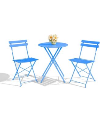 3 Piece Folding Bistro Set with Foldable Patio Furniture, Premium Frame Outdoor Bistro Table and 2 Chairs for Patio