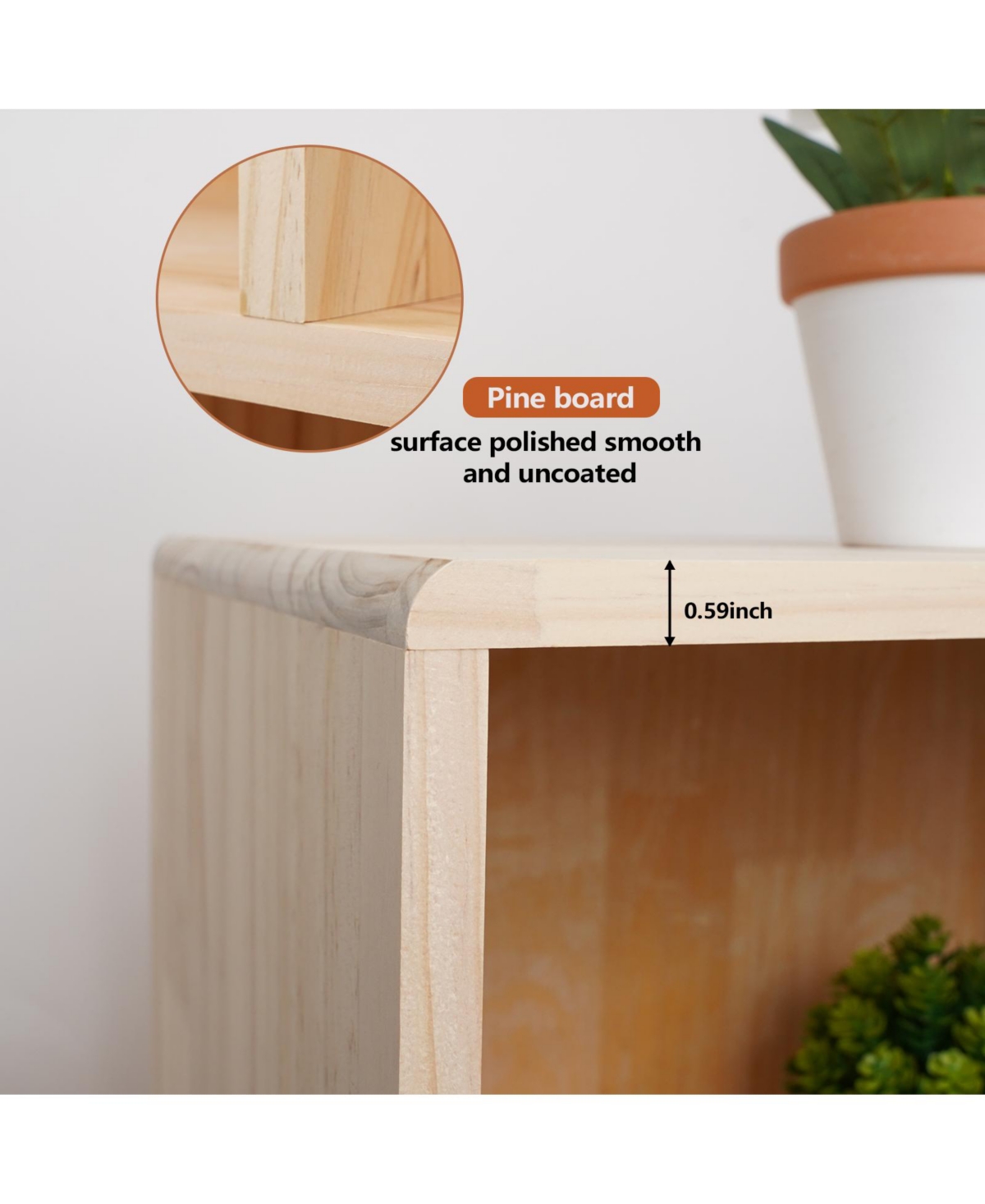 Flynama Solid Pine Storage Cabinet with 7 Compartments Wooden Organizer Shelf
