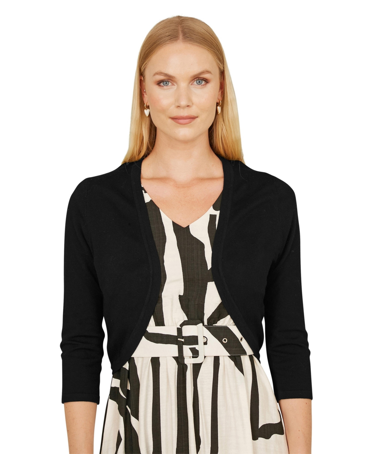 Yumi Women's 3/4 Sleeve Knitted Curve Bolero