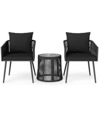 3-Piece Porch Furniture Set with Cushions for Outdoor Garden Use