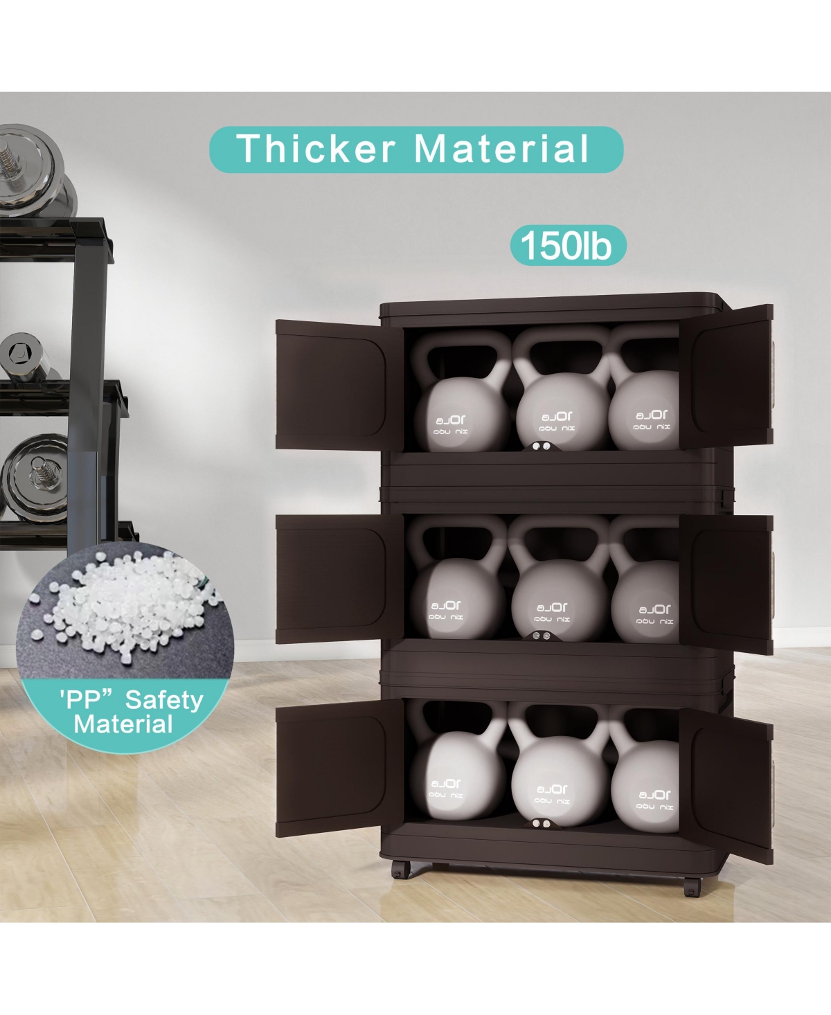 Flynama 20 Inch Five-Tier Folding Plastic Storage Cabinet Magnetic Door with Universal Moving Wheels