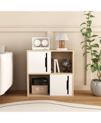 Nordic Style Wooden Storage Cabinet Sliding Door Design Open Closed Combined Shelf Cabinet for Bedroom Kids Room