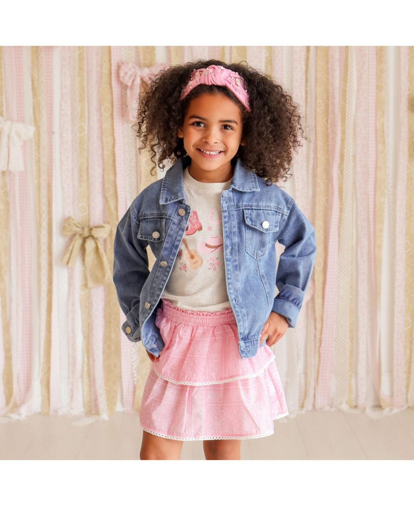 Футболка Sweet Wink Western Girlie Short Sleeve для девочек, цвет: Натуральный меланжевый — фото 4