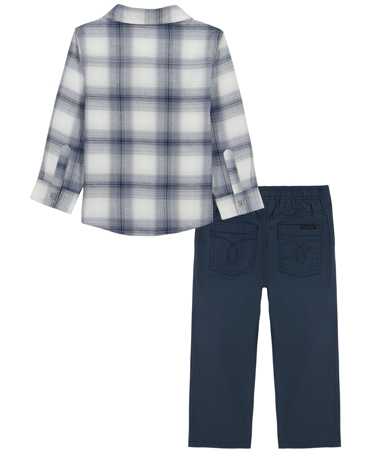 Calvin Klein Boys' 2T-7 Long-Sleeve Shirt and Pants, 2-Piece Set