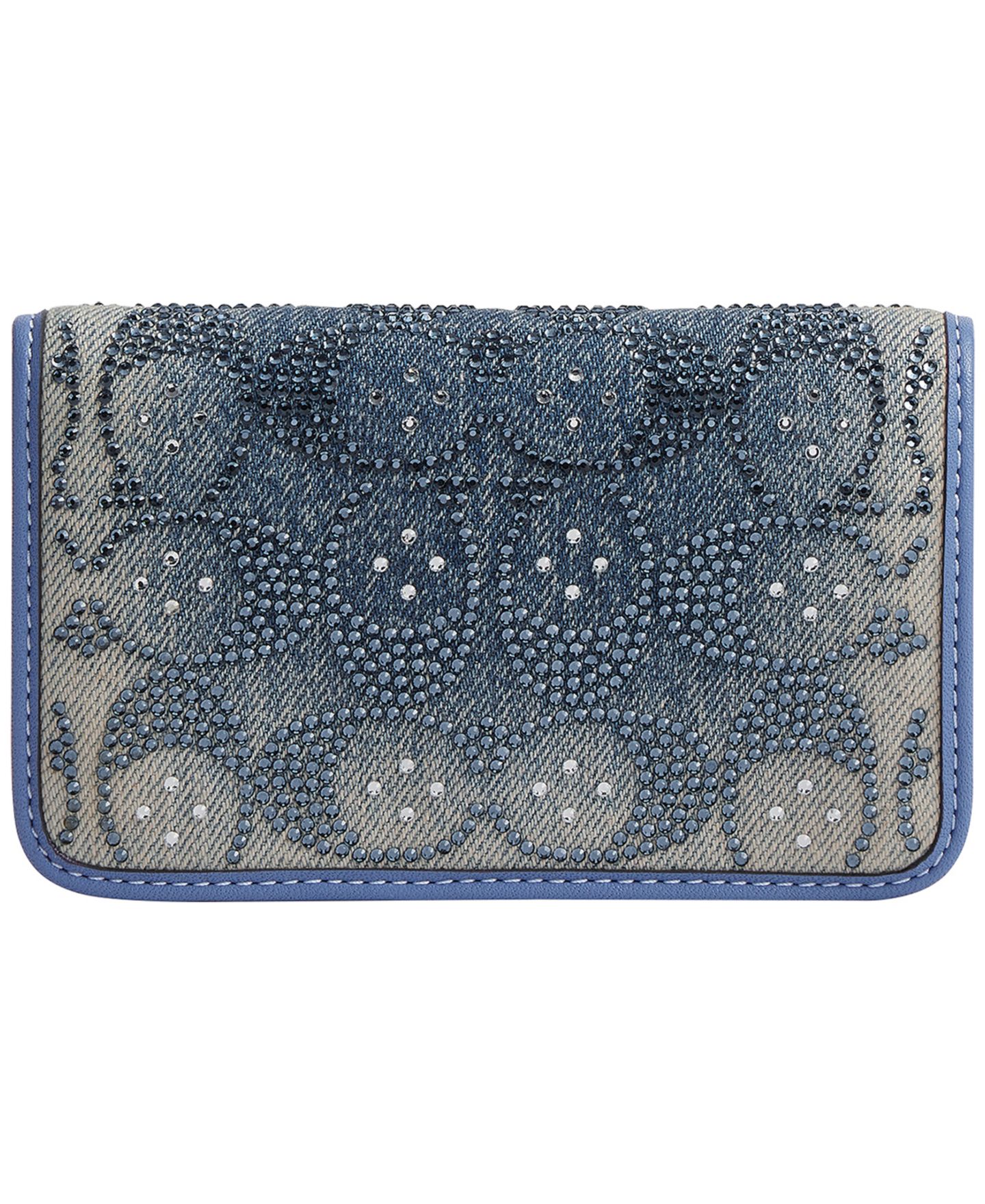 Женский кошелёк Coach Essential Crystal Denim Signature Slim Card Case, цвет: Латунный / Джинсовый — фото 1