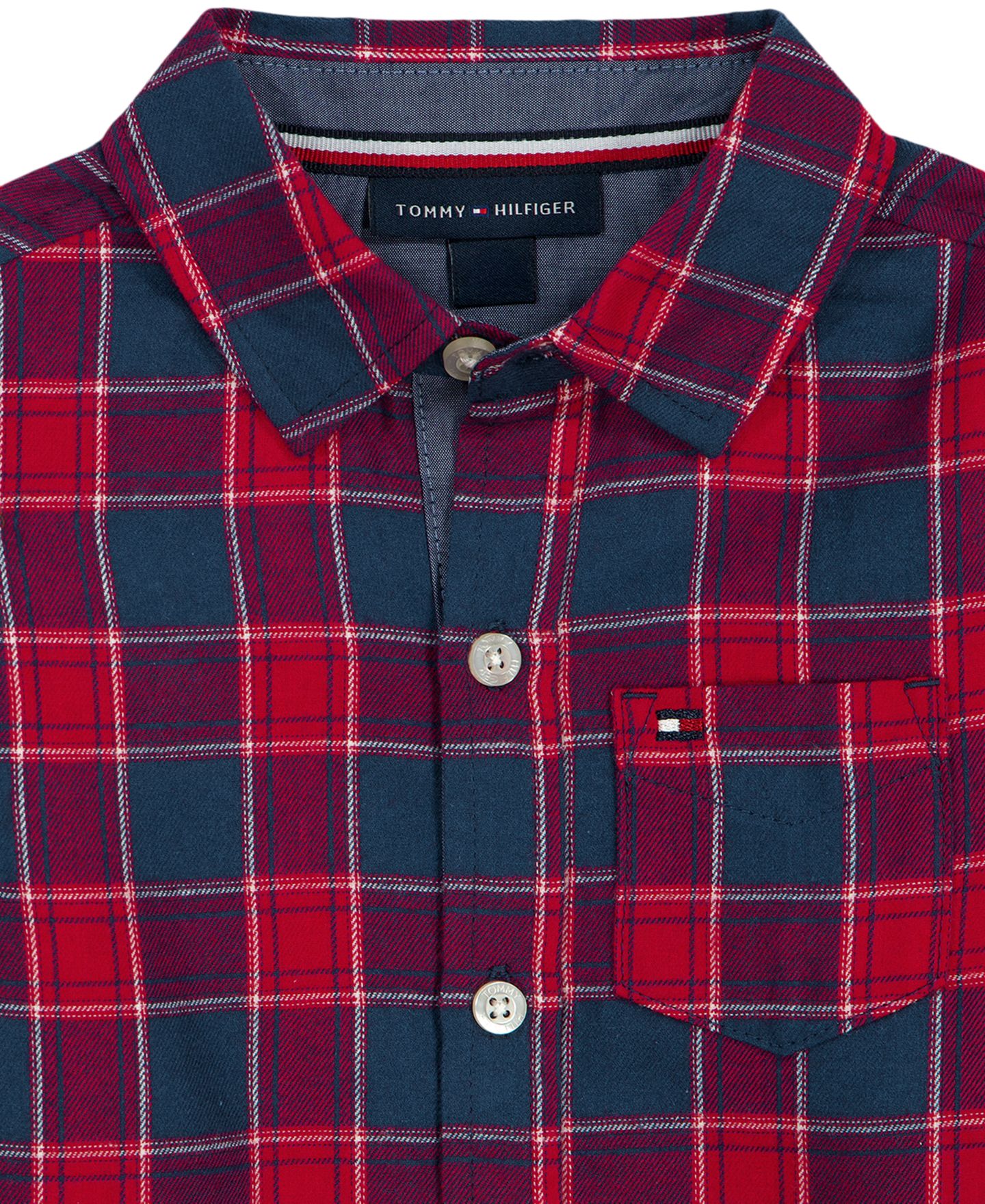 Детский комплект Tommy Hilfiger для мальчиков 2T-5T: клетчатая рубашка и брюки, цвет: Красный клетчатый / Тёмно-синий — фото 8