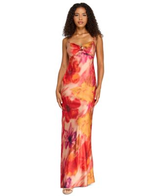 Juniors' Hardware-Trim Satin Slip Dress