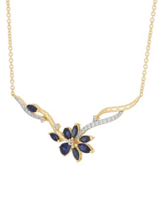 Lab-Grown Sapphire (1-3/4 ct. t.w.) & White Sapphire (3/8 ct. t.w.) Pendant Necklace in 14k Yellow Gold-Plated Sterling Silver