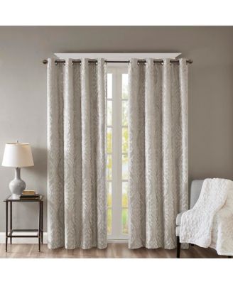 Knitted Jacquard Damask Total Blackout Grommet Top Curtain Panel