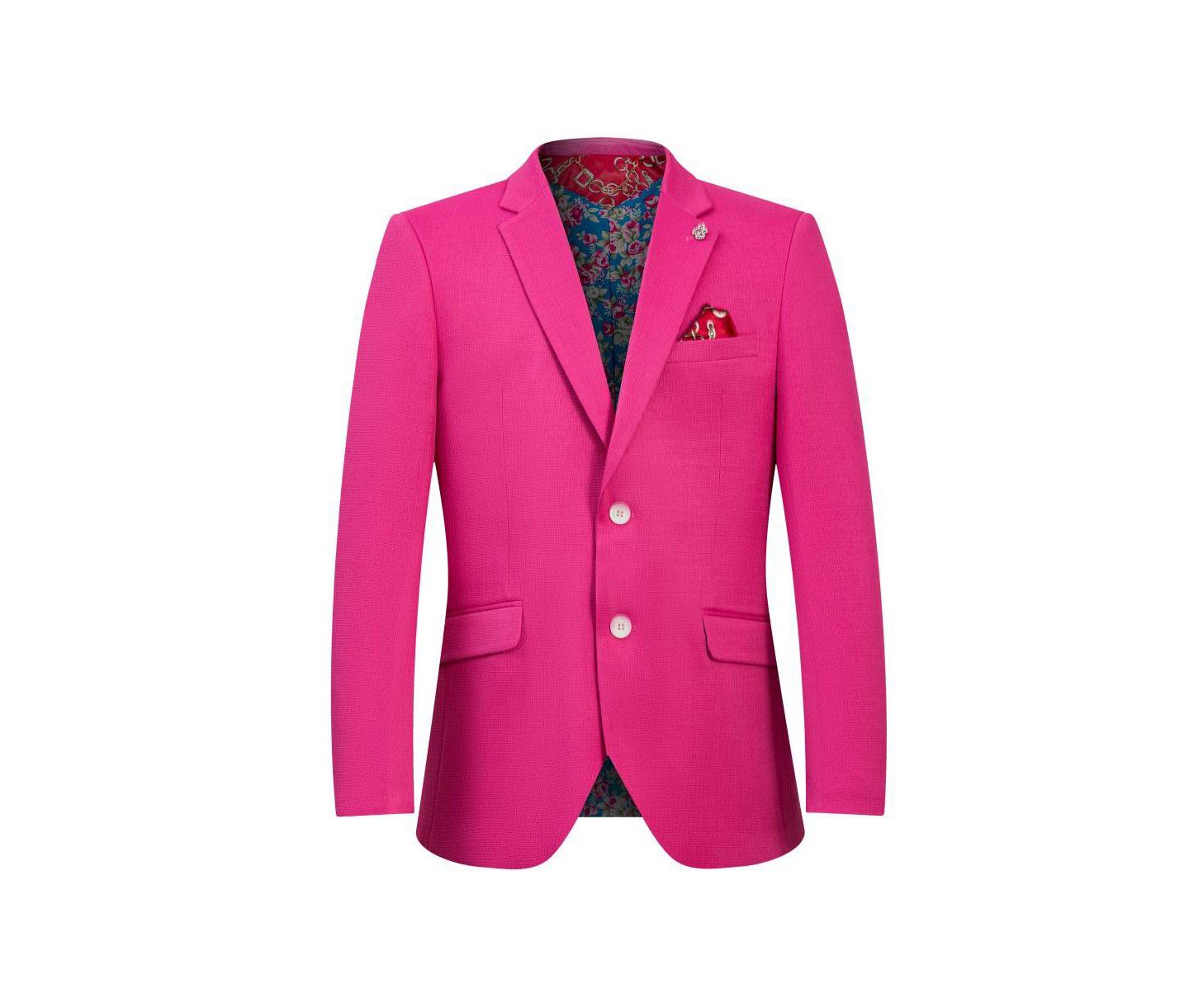 Мужская куртка Elie Balleh Slim Fit Solid Blazer Sports Coat, цвет: Розовый — фото 3