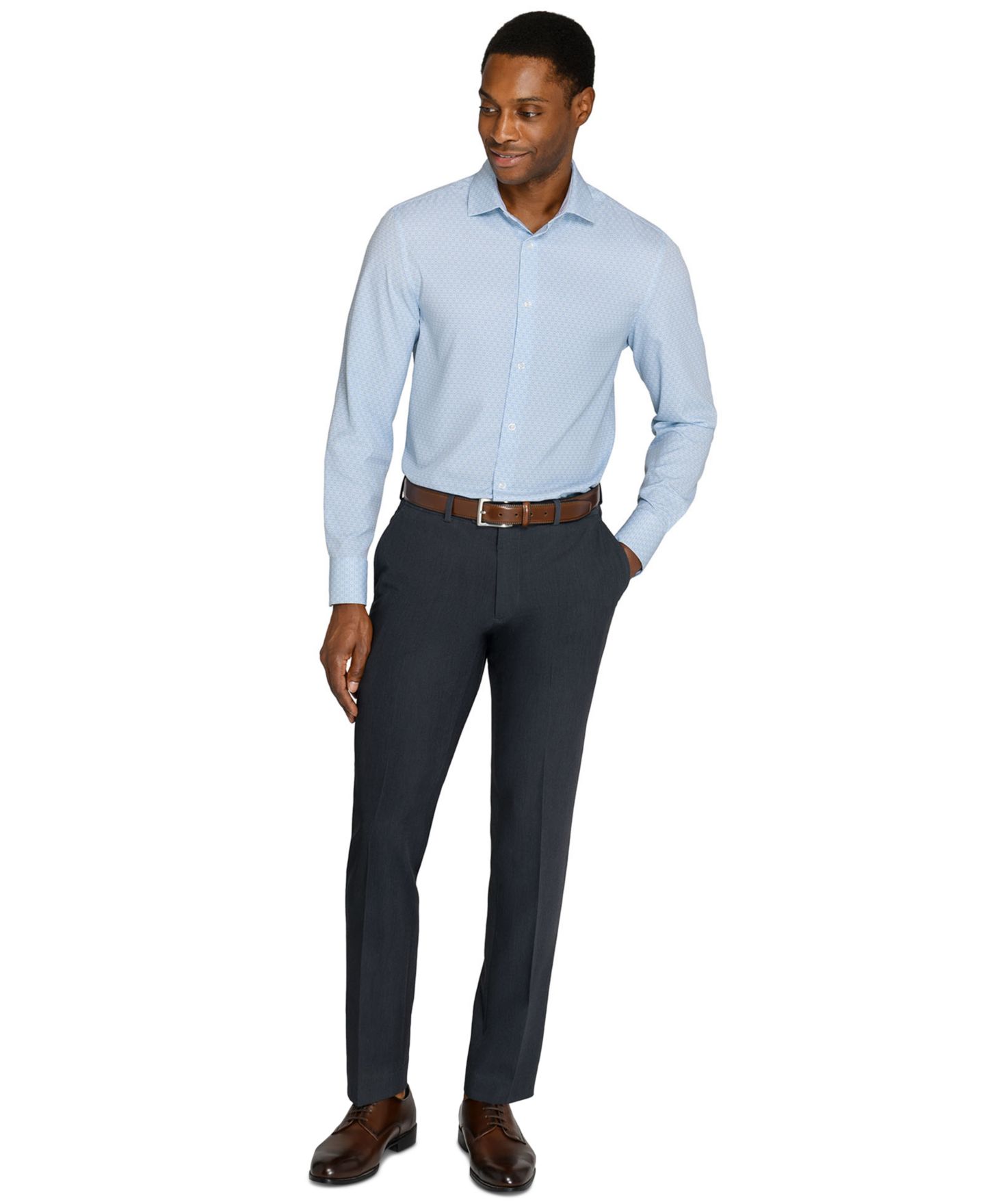 Мужская рубашка ConStruct Slim-Fit Performance Stretch Dress Shirt, цвет: Синий / Белый — фото 2