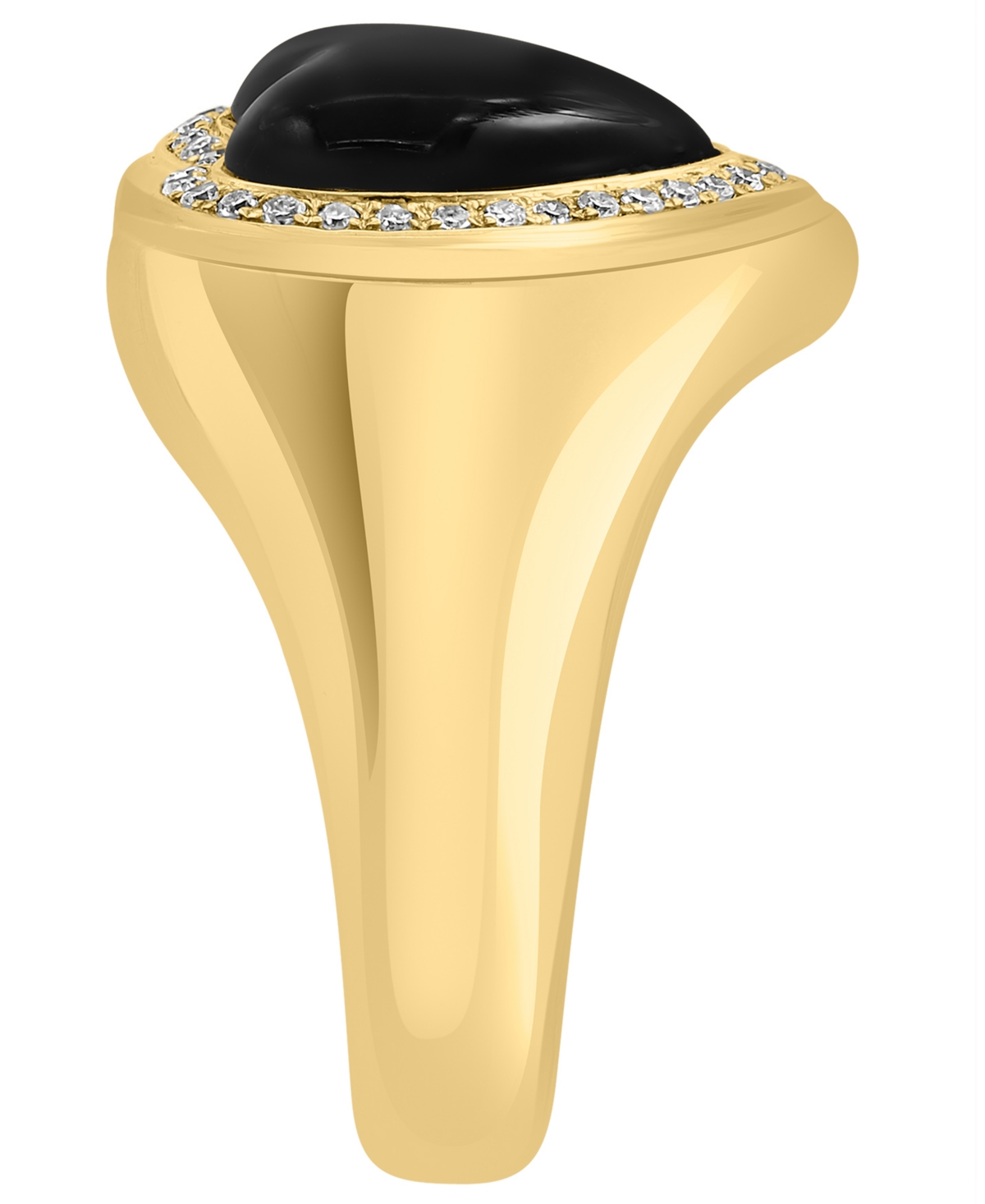 Effy Collection Onyx (2mm) & Diamond (1/8 ct. t.w.) Ring in 14k Gold over Silver