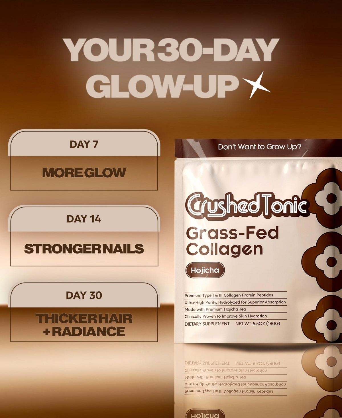 Crushed Tonic Hojicha Collagen Supplement