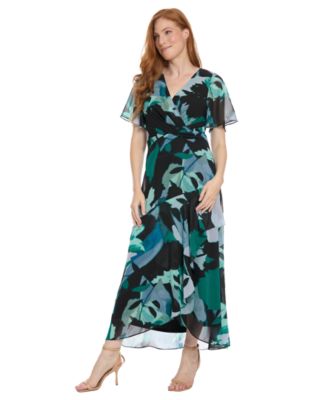 Women's Asymmetrical Print Maxi Dress