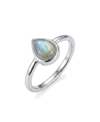Silver Plated Labradorite Pear Ring