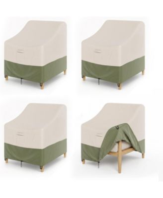 Beige Patio Chair Covers Set of 4 - Waterproof Heavy Duty Outdoor Covers for Wicker Swivel Chairs, Garden, Lawn and Backyard
