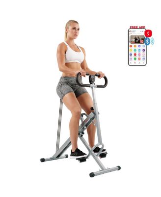 Row-N-Ride Squat Machine with Adjustable Resistance and Seating/Handle for Glutes Training, SunnyFit App & 300LB Capacity
