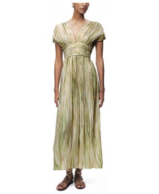 Women's Printed V-Neck Midi Dress