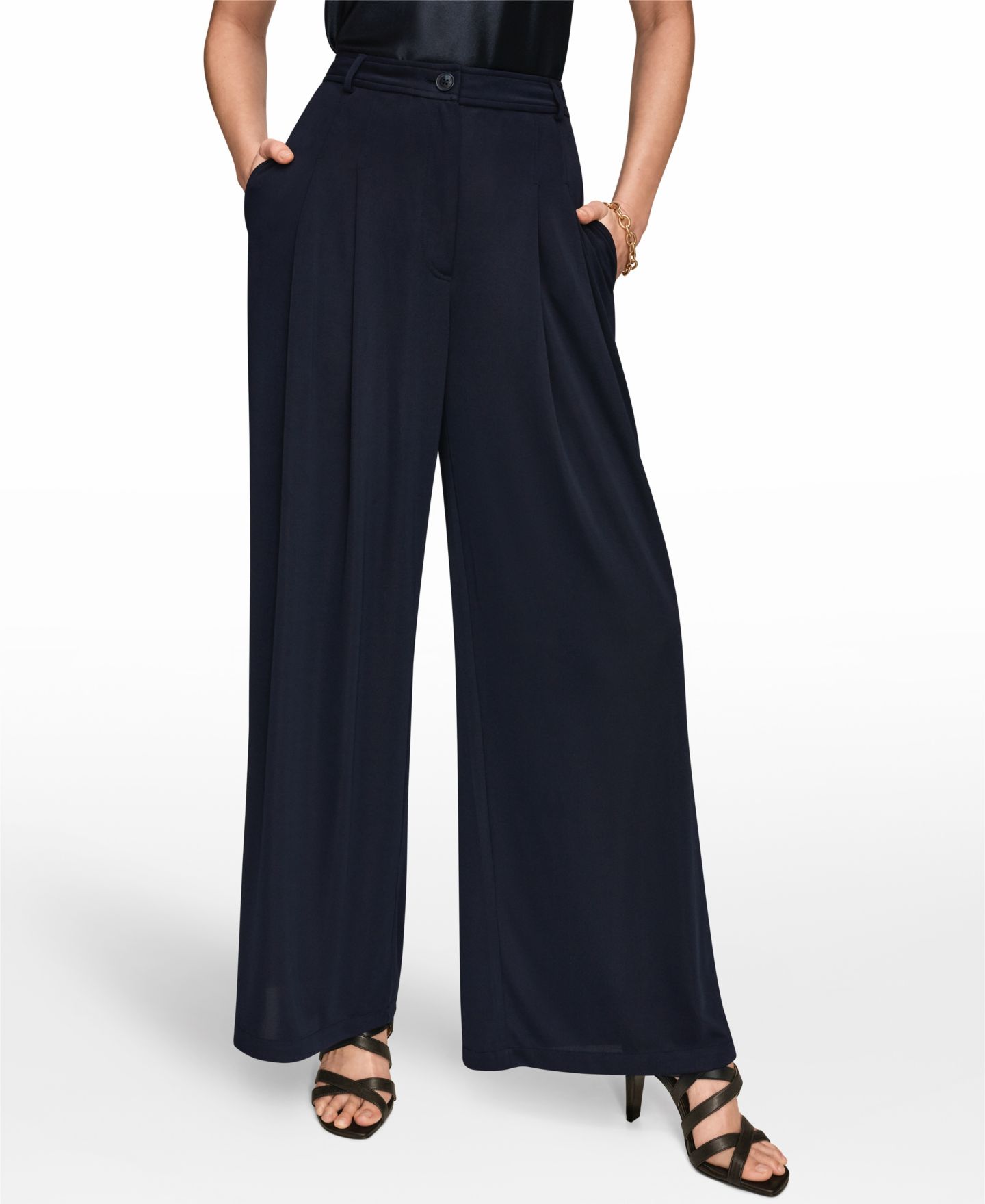 Женские брюки Donna Karan New York Pleated Zip-Fly, цвет: Чёрный — фото 1