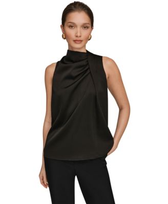 Women's Sleeveless Twist-Front Drape Blouse