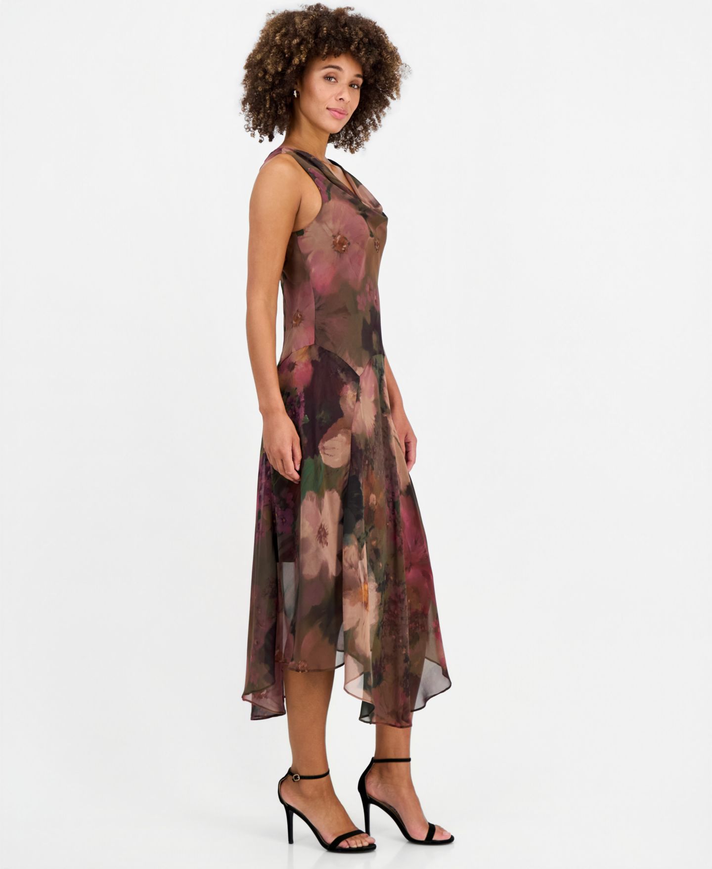 Женское платье Robbie Bee Cowlneck Sleeveless Midi, цвет: Коричневый разноцветный — фото 4