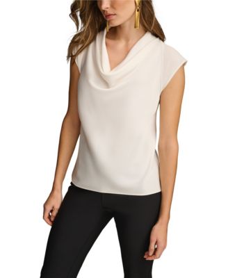 Women's Cowl-Neck Cap-Sleeve Top