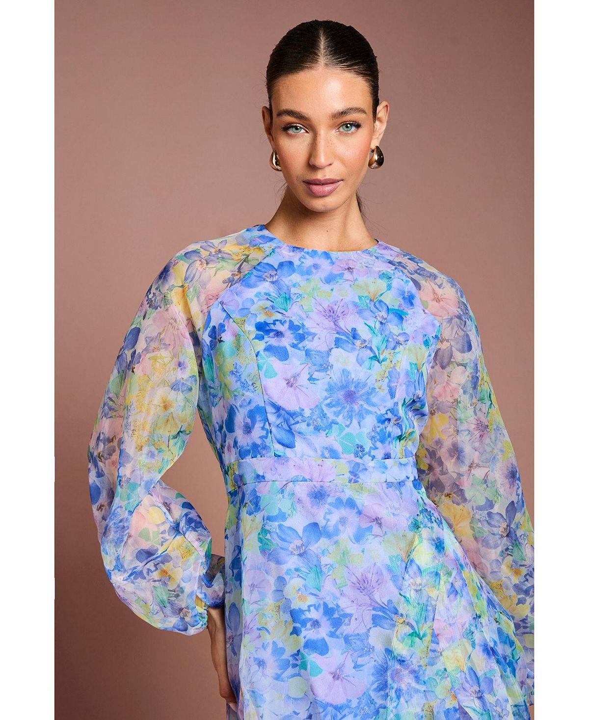 Coast Organza Floral Puff Sleeve Midi Dress view 4 — MAYCSS fashion products