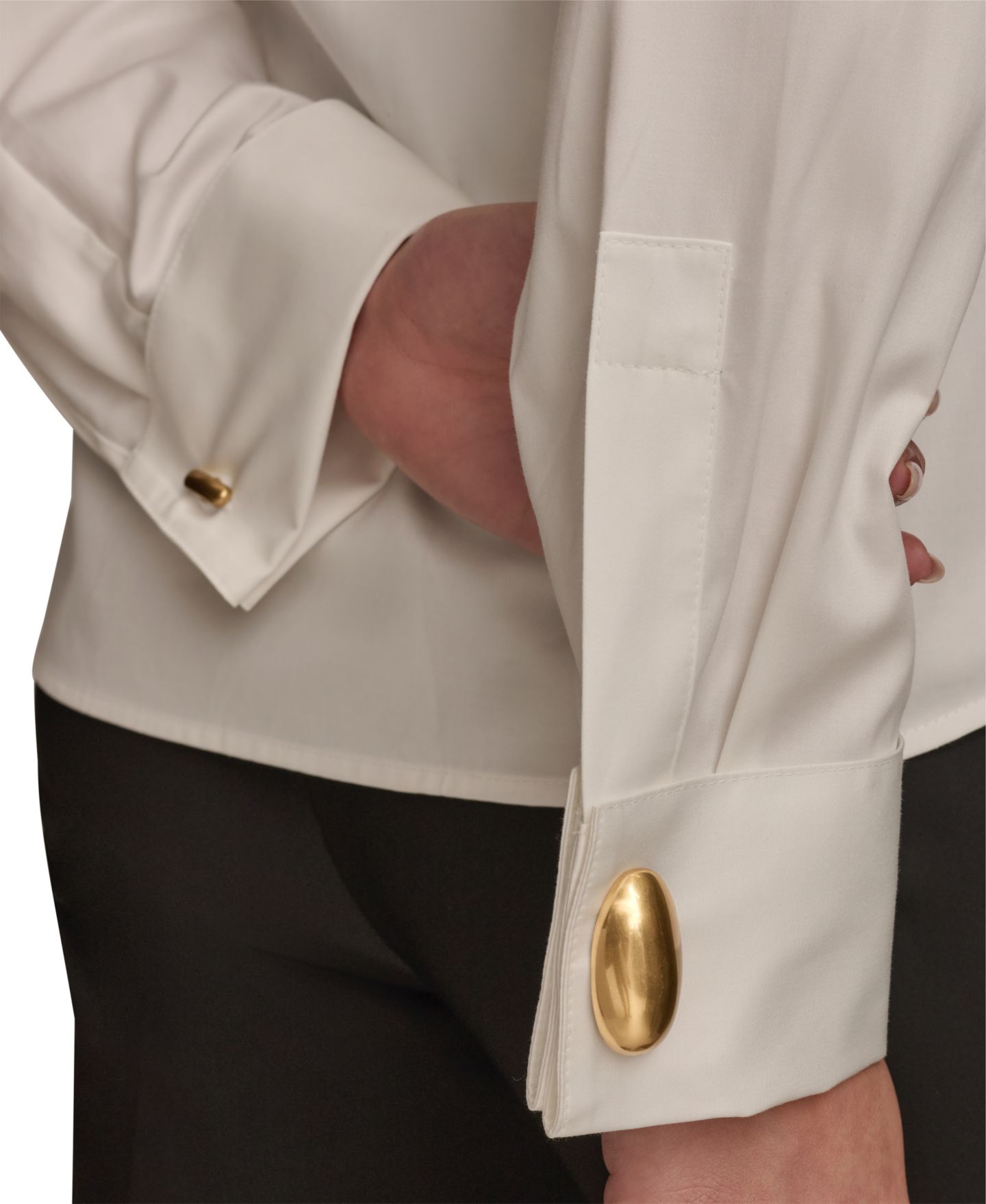 Женская рубашка Donna Karan New York Wrist-Hardware Button-Down, цвет: Кремовый — фото 5