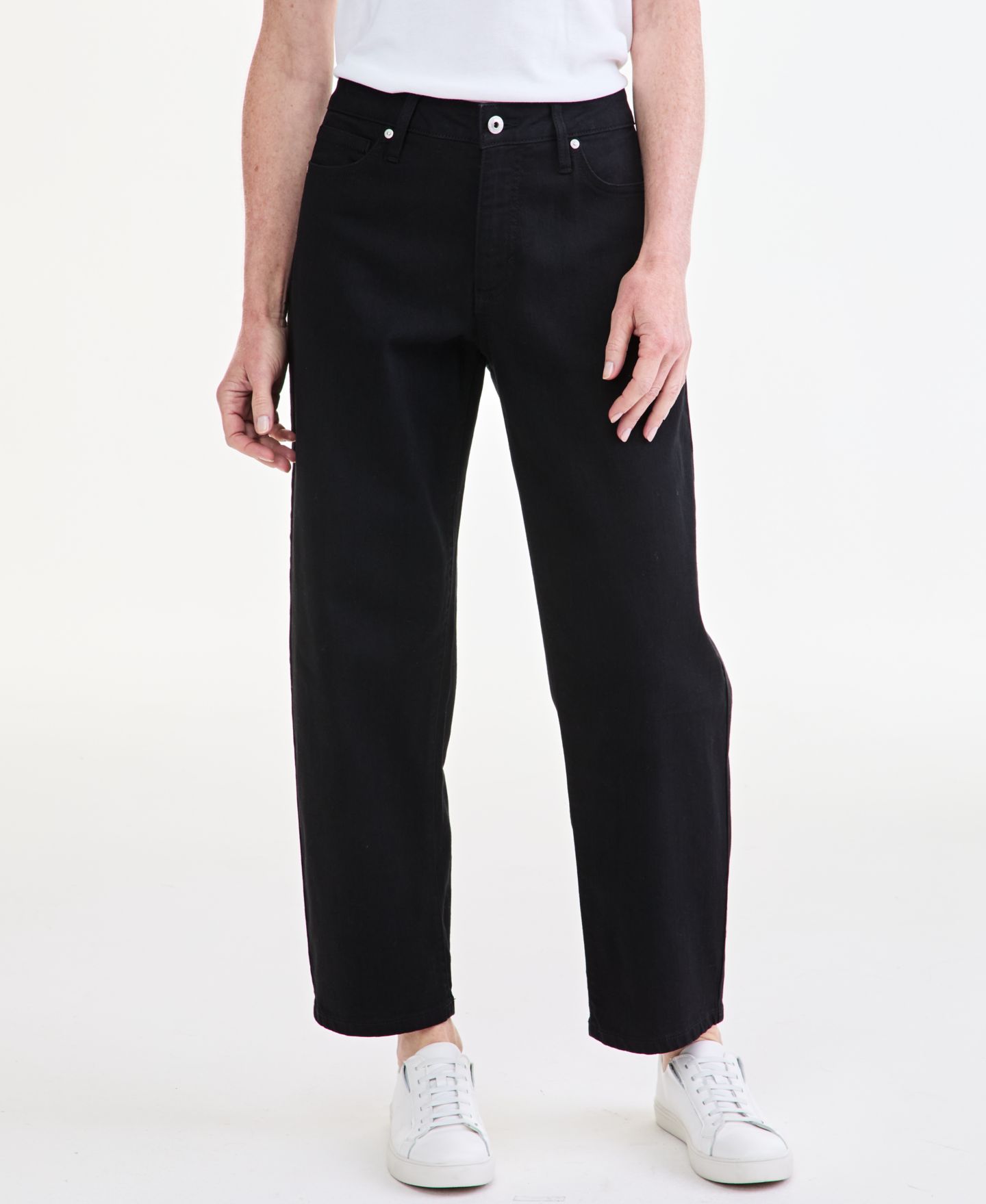 Женские джинсы Style & Co High-Rise Barrel Relaxed Fit Jeans, Macy's Exclusive, цвет: Глубокий чёрный — фото 3