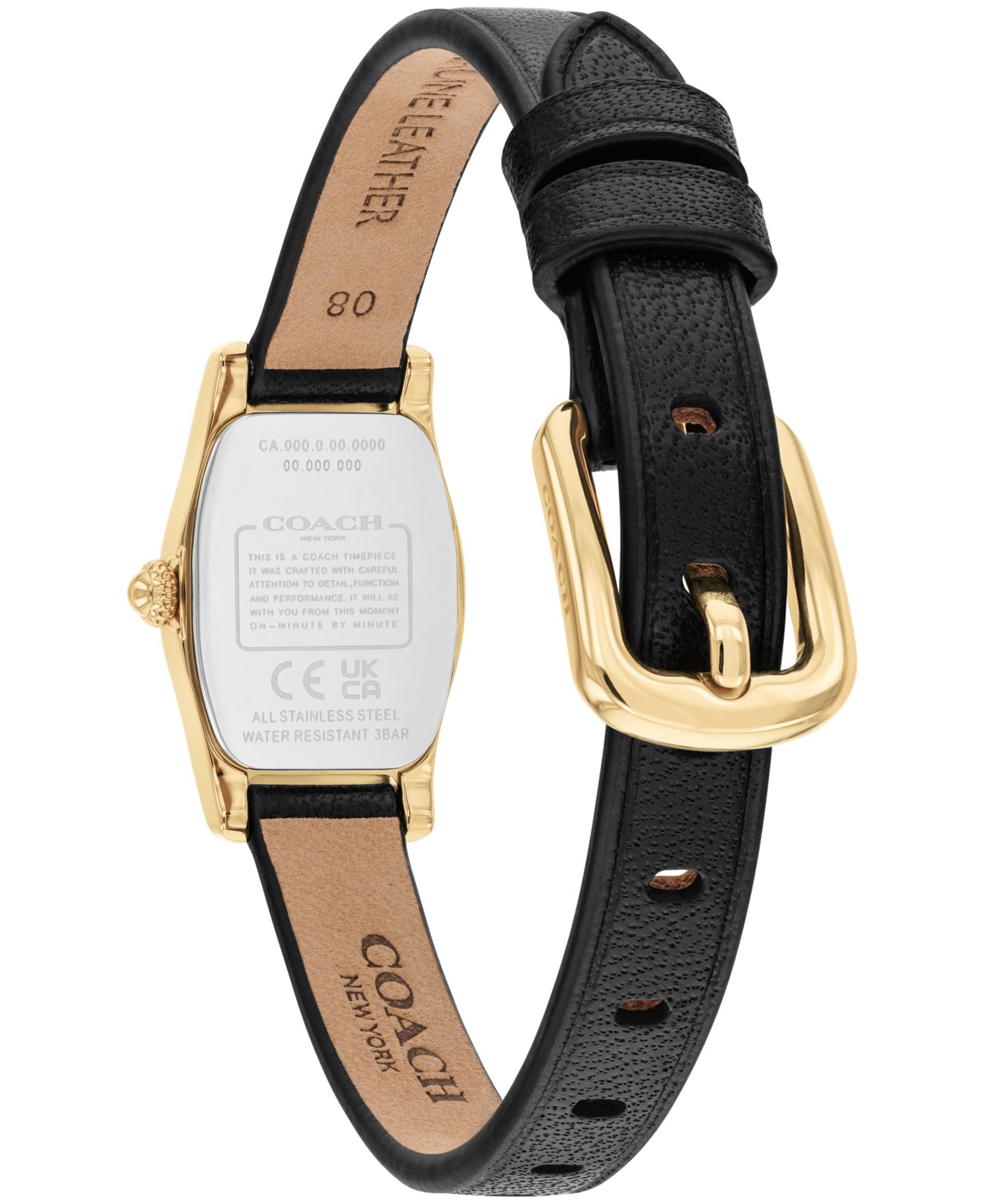 Женские часы COACH Greta Black Leather Strap Watch 15.3mm — фото 2