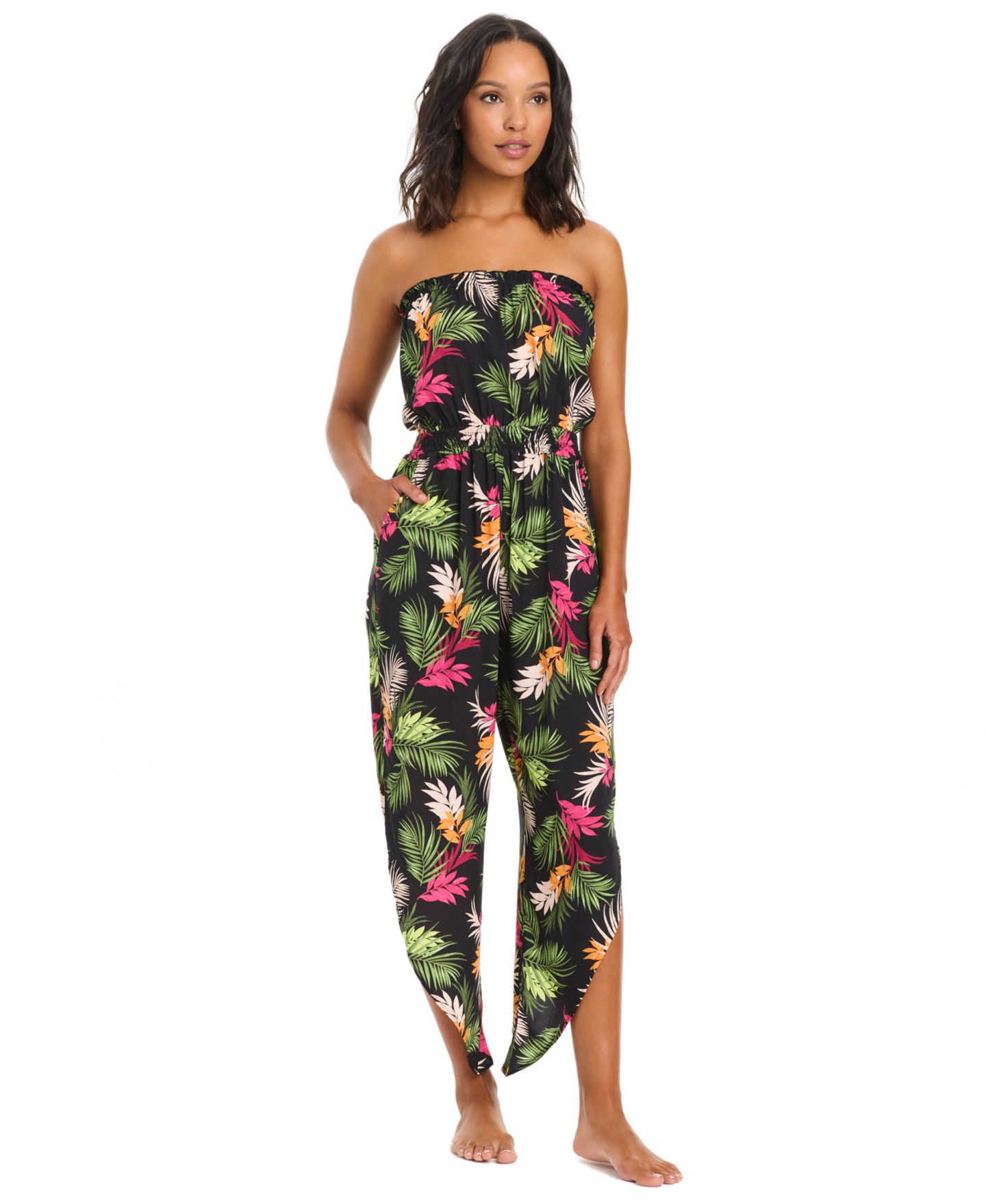 Женский комбинезон Bar III Havana Heat Tube Swim Cover-Up Jumpsuit, цвет: Чёрный — фото 3