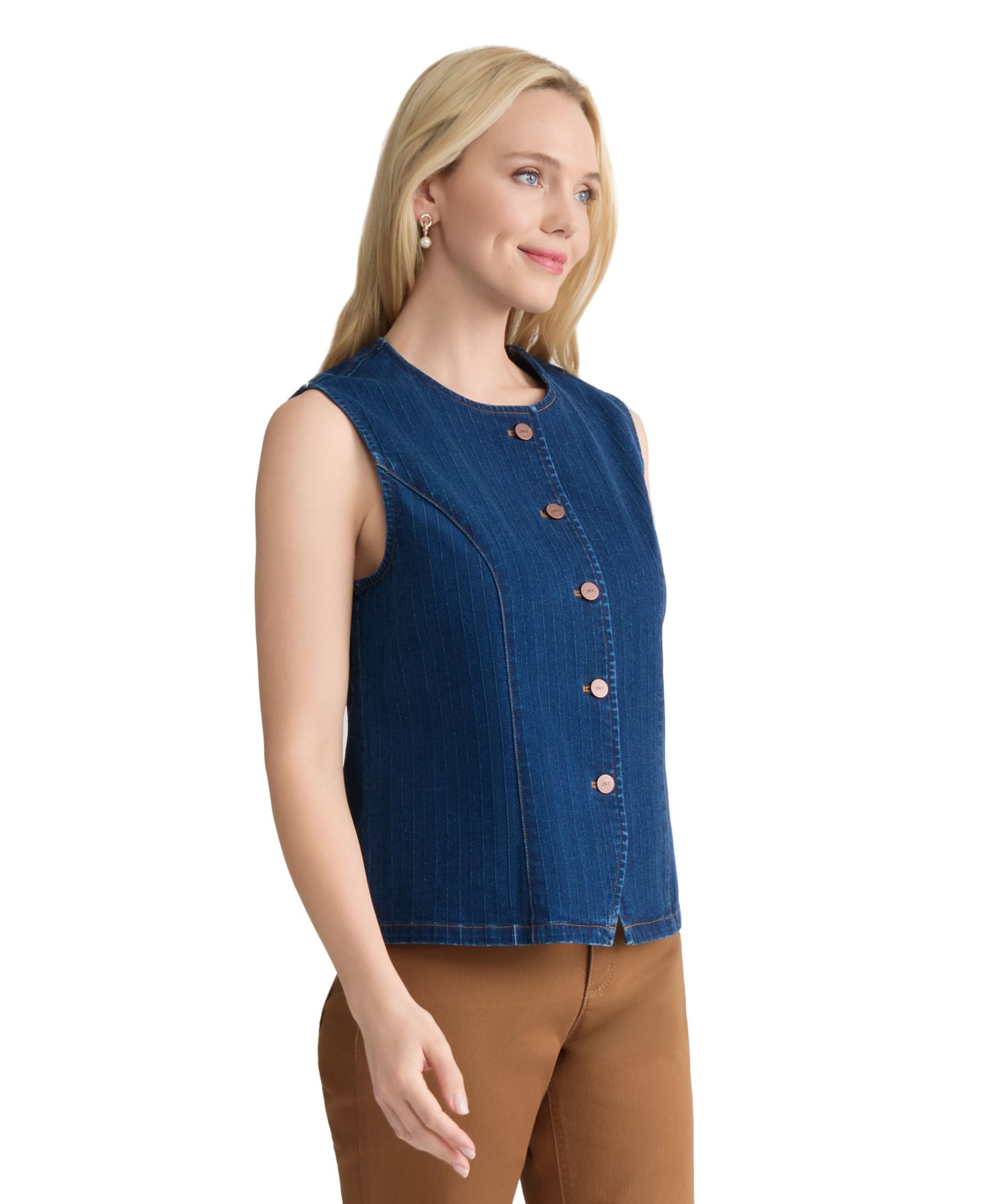 Женский жилет Jones New York Striped Denim, цвет: Варёный — фото 2
